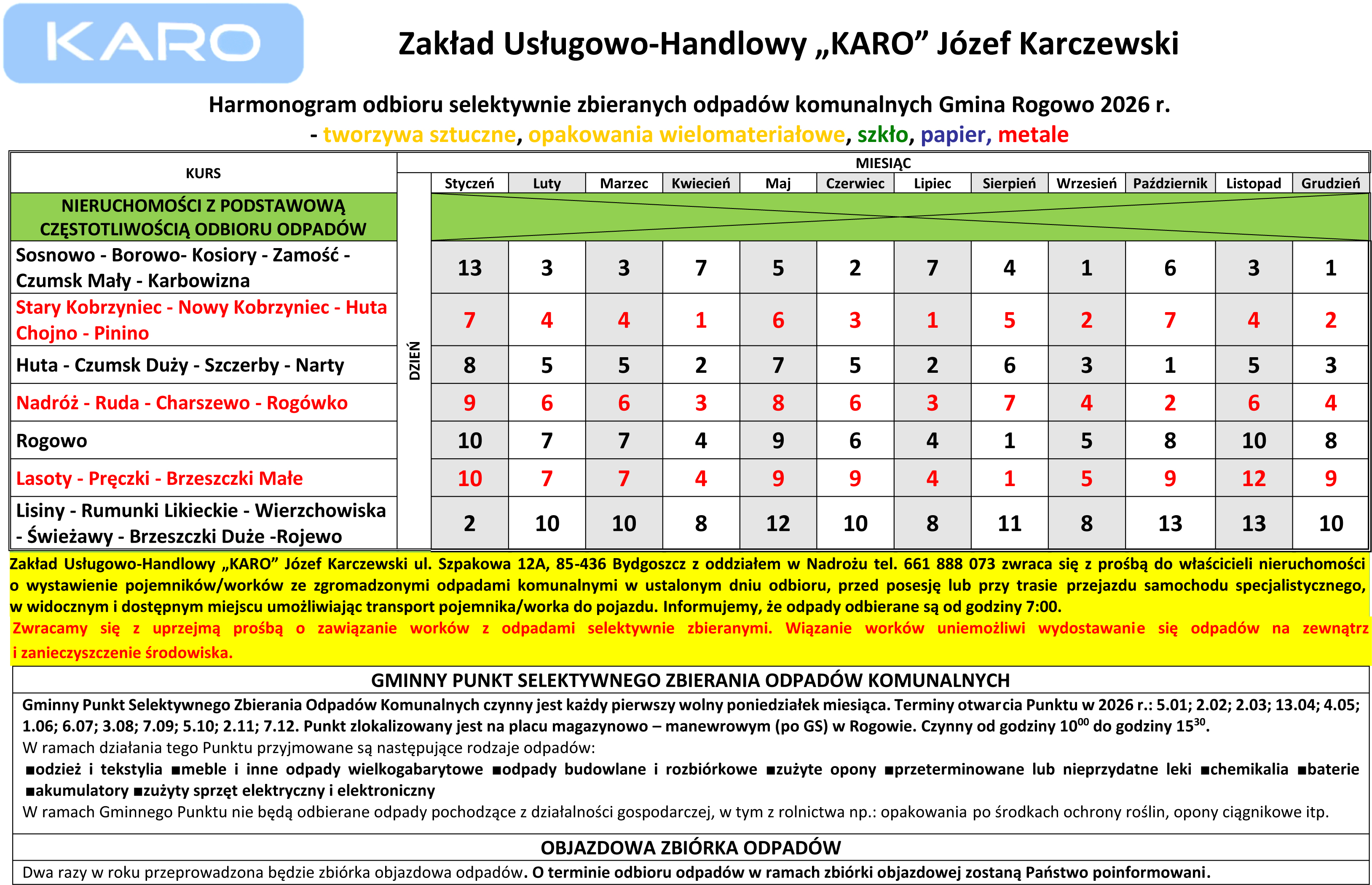 Harmonogram Rogowo 2026 – strona 2